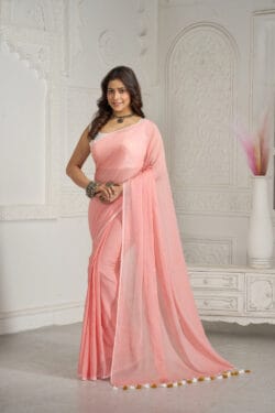 Light Pink Mul Cotton Saree | Luckshri