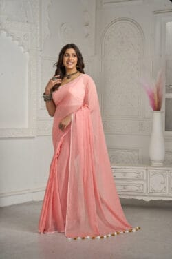 Light Pink Mul Cotton Saree | Luckshri