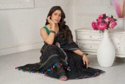 Black Handwoven Mul Cotton Saree – Organic Saree