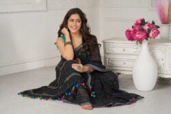 Black Handwoven Mul Cotton Saree – Organic Saree