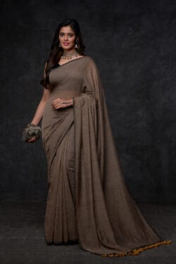 Elite Earth Brown Mul Cotton Saree | Cotton Sarees by Luckshri