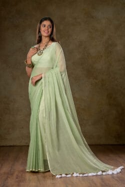 Savvy Mint Green Mul Cotton Saree – Premium Mul Cotton | By Nikunj Khatri 2025