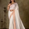 Rich Ivory Mul Cotton Saree with Copper Zari Border handwoven by Nikunj Khatri 2025