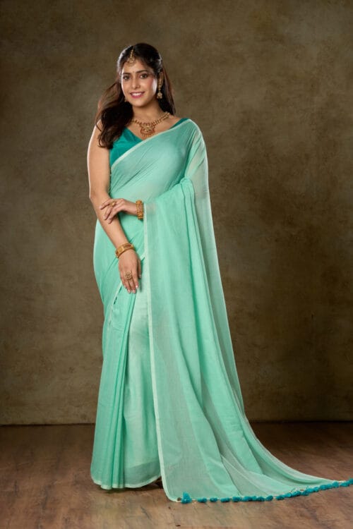 💚Aloe Green Vibrant Mul Cotton Saree – Premium Mul Cotton |By Nikunj Khatri 2025