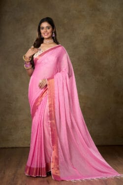 Brilliant Pink Mul Cotton Saree With Copper Zari Patta | By Nikunj Khatri 2025