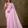 💗Soft Baby Pink Mul Cotton Saree With Pom Poms